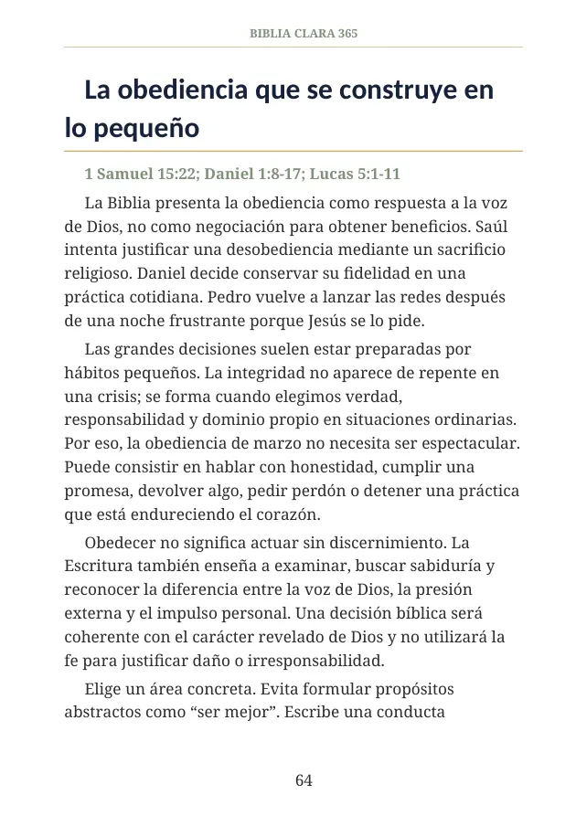 Página interna de Biblia Clara 365