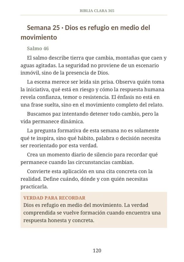 Página interna de Biblia Clara 365