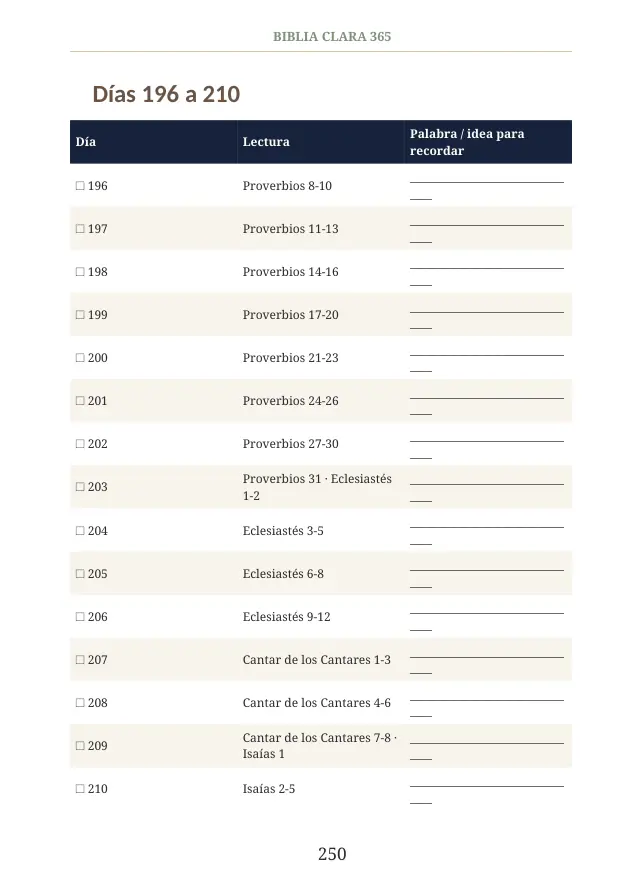 Página interna de Biblia Clara 365